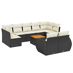 Maison Chic Salon de jardin 10 pcs avec coussins, Ensemble Tables et chaises d'extérieur noir résine tressée -GKD811974