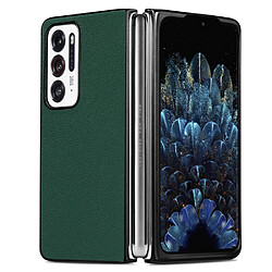 Coque en TPU + PU anti-rayures, texture litchi vert pour votre Oppo Find N