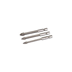 3 forêts ogives pour carrelage et verre D. 5, 6 et 8mm queue 6 pans 1/4"" - 224760 - Silverline