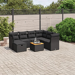 Maison Chic Ensemble Tables et chaises d'extérieur 8 pcs avec coussins,Salon de jardin noir résine tressée -GKD164855