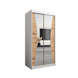 Abiks Meble Armoire MONACO À Portes Coulissantes 200/100/62 2 Portes (Blanc/Artisan)