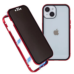 Coque en cadre métallique anti-spy, fermeture magnétique, anti-chutte pour votre iPhone 14 Plus - rouge