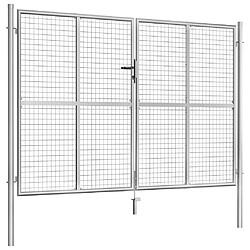 vidaXL Porte de jardin Acier galvanisé 306x225 cm Argenté