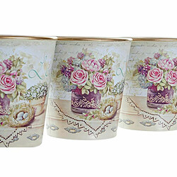 Acheter Set de pots DKD Home Decor Beige Rose PVC Aluminium Shabby Chic 38 x 12 x 14 cm (3 Pièces)