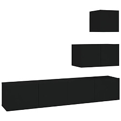 vidaXL Ensemble de meubles TV 4 pcs Noir Bois d'ingénierie