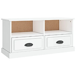 Maison Chic Meuble TV scandinave - Banc TV pour salon blanc brillant 93x35,5x45 cm bois d'ingénierie -MN17695