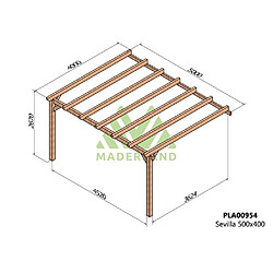 Maderland Pergola accolée en bois lamellé-collé Sevilla 500 x 400 cm