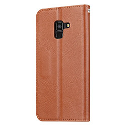 Wewoo Housse Coque Étui en cuir à rabat horizontal avec texture pour peau Galaxy A8 + 2018avec cadre photo et supportemplacements cartes et porte-monnaie Marron