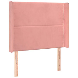 Maison Chic Tête de lit scandinave avec oreilles,meuble de chambre Rose 93x16x118/128 cm Velours -MN55320