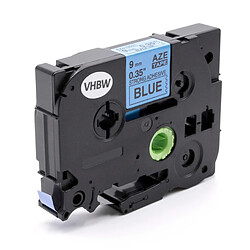 vhbw Cassette de bande d'écriture 9mm noir sur bleu extra fort pour imprimantes Brother P-Touch 1000, 1000BTS, 1000F, 1005, 1005BTS, 1005F