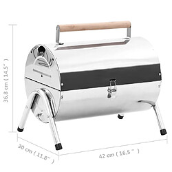 vidaXL Barbecue au charbon portable Acier inoxydable Grilles doubles pas cher