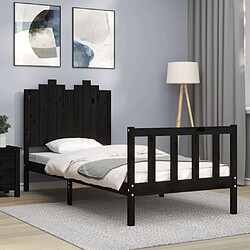 Maison Chic Lit adulte - Cadre Structure de lit avec tête de lit Contemporain noir 90x190 cm bois massif -MN56725