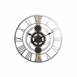 Horloge Murale DKD Home Decor Argenté Noir MDF Fer Engrenage Loft (60 x 4 x 60 cm)