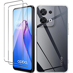 Coque Silicone Transparente + 2 Vitres Protection Ecran Pour Oppo Reno 8 5G Little Boutik®