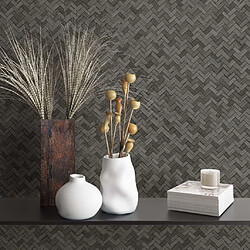 Noordwand Papier peint Botanica Rattan Wickerwork Noir et gris