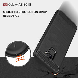 Wewoo Coque noir pour Samsung Galaxy A8 2018 Texture en fibre de carbone brossé antichoc TPU étui de protection pas cher