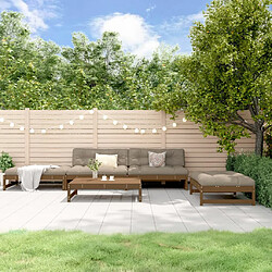 VIDAXL Salon de jardin 5 pcs avec coussins - Marron miel bois massif Salon de jardin - Bois de pin massif - Coussins taupe inclus - Design modulaire et rustique