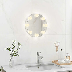 vidaXL Miroir mural sans cadre avec lampes LED Rond Verre