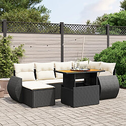 Maison Chic Ensemble Tables et chaises d'extérieur 7pcs avec coussins,Salon de jardin noir résine tressée -GKD200359