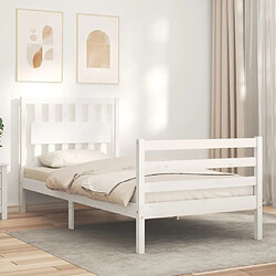 Avis Maison Chic Lit adulte - Cadre Structure de lit avec tête de lit Contemporain blanc 90x200 cm bois massif -MN75555