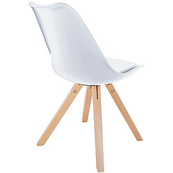 Decoshop26 Chaise de salle à manger x1 style scandinave assise en plastique blanc et pieds carrés en bois clair 10_0001454 pas cher