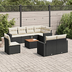 Maison Chic Salon de jardin 9 pcs avec coussins | Ensemble de Table et chaises | Mobilier d'Extérieur noir résine tressée -GKD58099