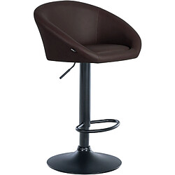 Decoshop26 Tabouret de bar assise pivotante à 360° hauteur réglable en PVC marron piètement en métal noir 10_0004765