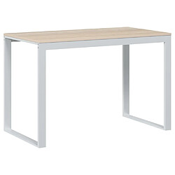 vidaXL Bureau d'ordinateur Blanc et chêne 110x60x73 cm Aggloméré