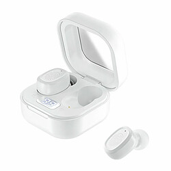 By18 Tws Casque Sans Fil Bluetooth Contrôle Tactile Réduction Du Bruit Affichage Numérique Casque De Sport Intra-Auriculaire Blanc