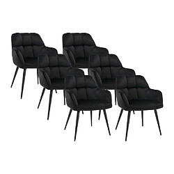 Lot de 6 chaises avec accoudoirs - Velours et métal - Noir - PEGA de PASCAL MORABITO