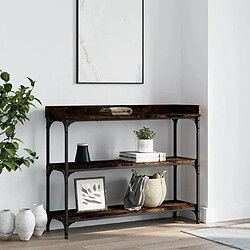 Maison Chic Table console | Meuble d'entrée | Table d'appoint avec étagères chêne fumé 100x30x80 cm -GKD41142