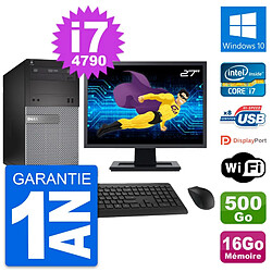 PC Tour Dell 3020 Ecran 27" Intel i7-4790 RAM 16Go Disque 500Go Windows 10 Wifi - Occasion