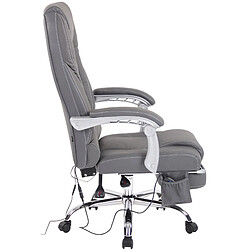 Acheter Decoshop26 Fauteuil de bureau avec fonction massage et repose-pieds ajustables en véritable cuir gris 10_0002574