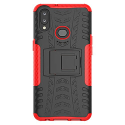 Wewoo Coque Pour Galaxy A10s Texture de pneu TPU antichoc + PC Housse de protection avec support rouge