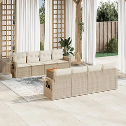 Maison Chic Salon de jardin avec coussins 9 pcs | Ensemble de Table et chaises | Mobilier d'Extérieur beige résine tressée -GKD14007