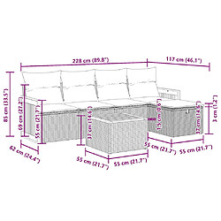 vidaXL Salon de jardin 6 pcs avec coussins noir résine tressée pas cher