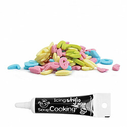 Scrapcooking Décors sucrés en pot Alphabet 55 g + Stylo de glaçage noir