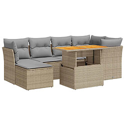 vidaXL Salon de jardin avec coussins 7 pcs beige résine tressée