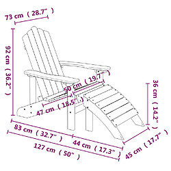 Maison Chic Lot de 2 Chaises de jardin,Fauteuil d'extérieur Adirondack avec repose-pieds PEHD Blanc -MN30620 pas cher