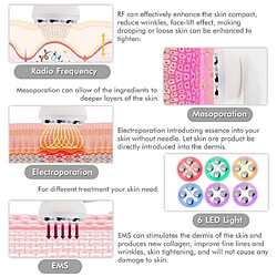 Chrono Skin firming device, 5 in 1 LED phototherapy beauty device facial massager for skin care, acne firming, anti-aging(Rose)