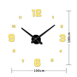 Wewoo Horloges DIY or Chambre Décoration Miroir Numéro Frameless Grande 3D DIY Wall Sticker Mute Horloge, Taille: 100 * 100 cm