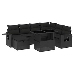 vidaXL Salon de jardin 8 pcs avec coussins noir résine tressée