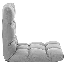 Avis vidaXL Chaise pliable de sol Gris clair Microfibre