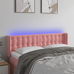 vidaXL Tête de lit à LED Rose 147x16x78/88 cm Velours