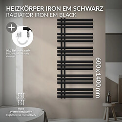 LuxeBath Iron EM Radiateur sèche-serviettes salle de bain en acier noir mat 600x1400 mm