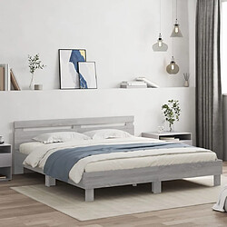 Avis Maison Chic Cadre/structure de lit avec tête de lit pour adulte - Lit Moderne Chambre sonoma gris 200x200 cm -MN88005