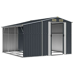 Helloshop26 Abri de jardin cabane cabanon maison de stockage remise extérieur hangar outils robuste 277 x 279 x 179 cm acier galvanisé anthracite 02_0022212