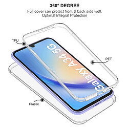 Htdmobiles Coque pour Samsung Galaxy A34 5G - housse etui silicone gel fine 360 integrale (avant et arriere) + film ecran - TRANSPARENT