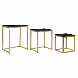 Jeu de 3 tables DKD Home Decor 50 x 35 x 60 cm Noir Doré Marbre Fer