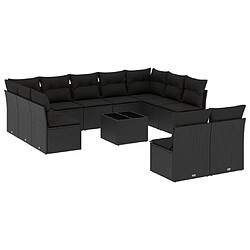 Maison Chic Salon de jardin 12 pcs avec coussins | Ensemble de Table et chaises | Mobilier d'Extérieur noir résine tressée -GKD98199